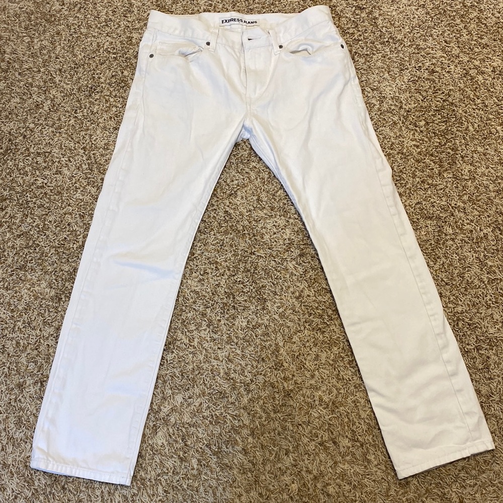 Express Rocco Slim Fit Skinny Leg White Denim Jeans - Size 31x30